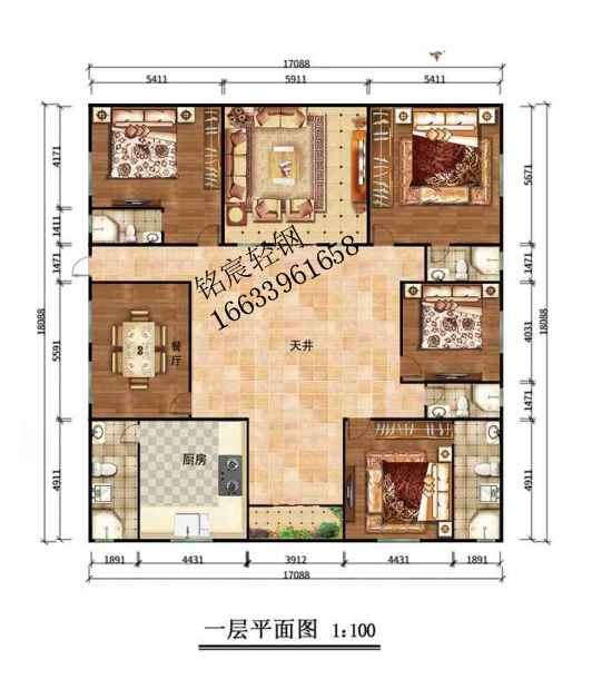 一層320平米輕鋼四合院房屋 一層320平米輕鋼四合院房屋