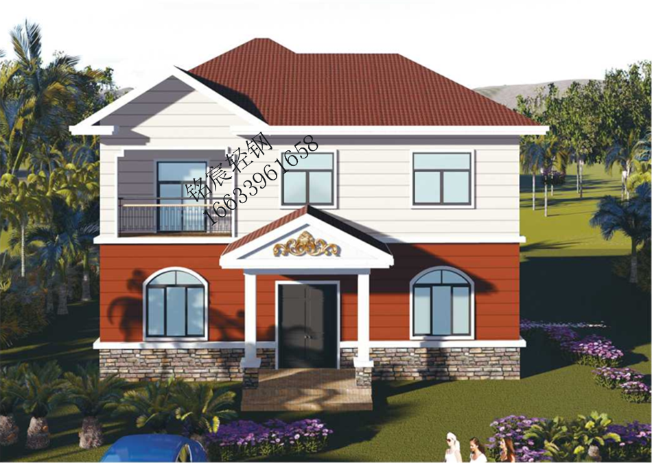 二層240平米歐式風格鋼結(jié)構(gòu)農(nóng)房