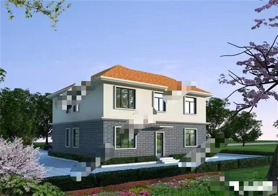 兩層別墅室內(nèi)用旋轉(zhuǎn)樓梯，造型比較簡單，老家房子這樣建才體面