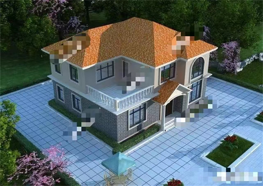 兩層別墅室內(nèi)用旋轉(zhuǎn)樓梯，造型比較簡單，老家房子這樣建才體面