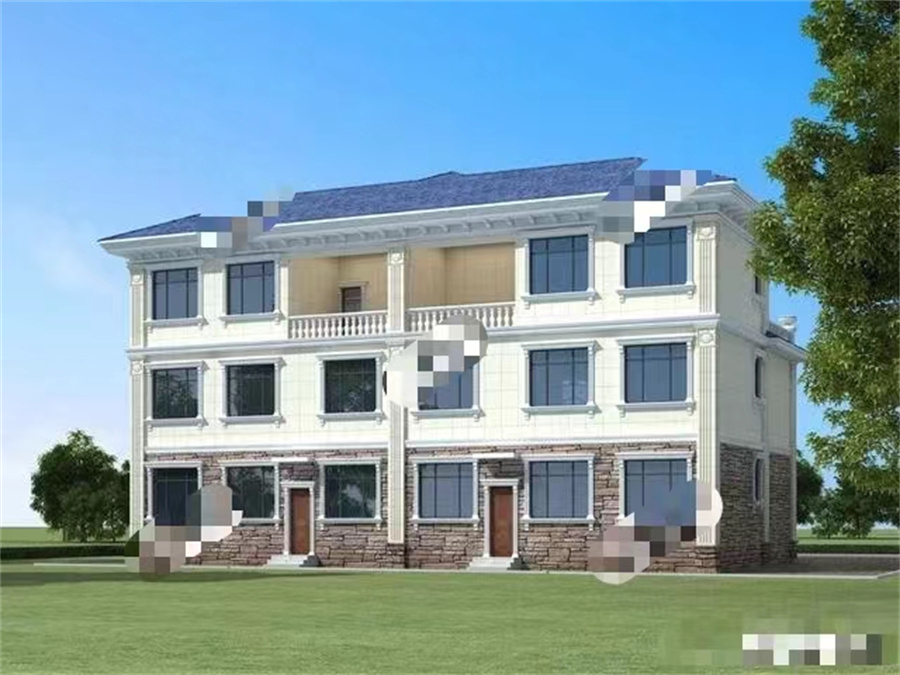 面寬20多米的雙拼別墅，不僅外觀好看，室內(nèi)還有堂屋和旋轉(zhuǎn)樓梯