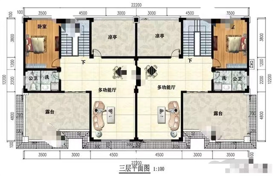 面寬20多米的雙拼別墅，不僅外觀好看，室內(nèi)還有堂屋和旋轉(zhuǎn)樓梯