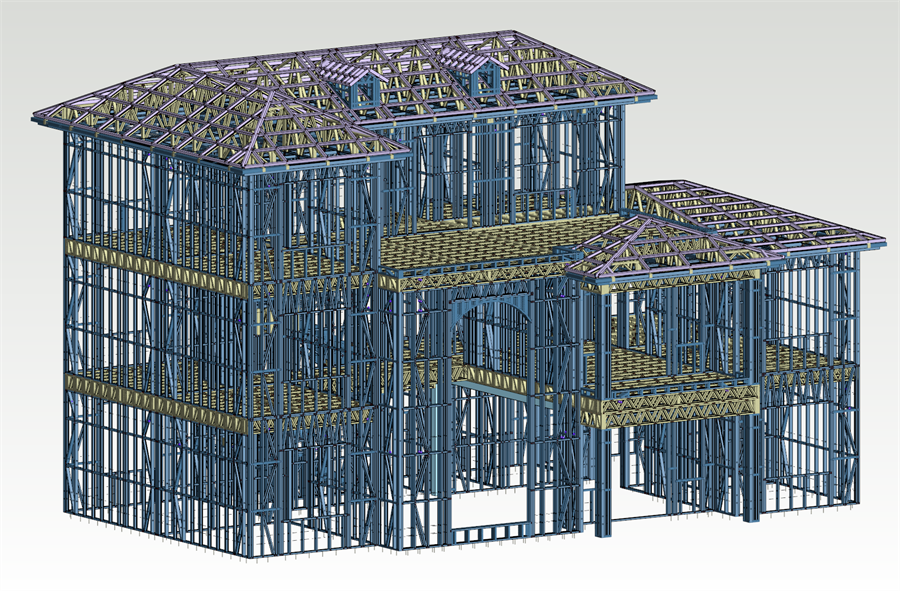 三層492平米輕鋼別墅房屋龍骨發(fā)貨 三層492平米輕鋼別墅房屋龍骨發(fā)貨