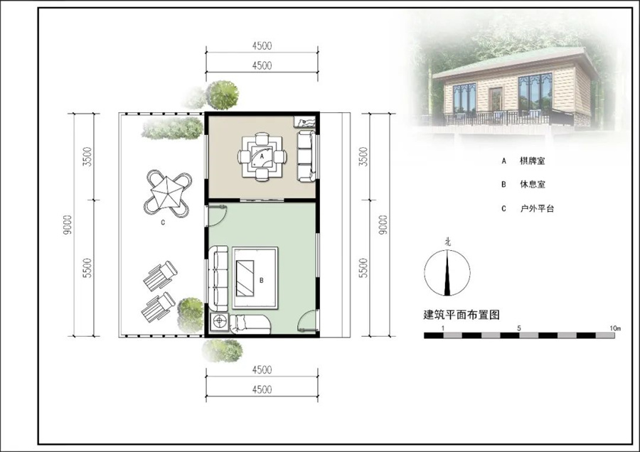 一層40.5平米一棋牌室一休息室 一層40.5平米一棋牌室一休息室